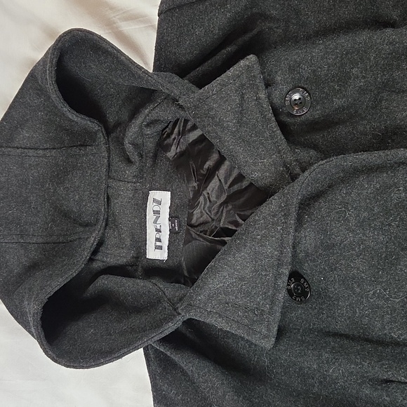 TRENDZ Women's Wool Charcoal Black Grey Hooded Peacoat XL - Picture 2 of 9